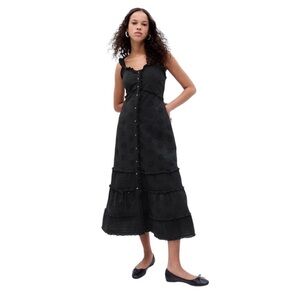 Gap Womens Ruffle Hem Eyelet Maxi Dress Size Medium New 100% Cotton